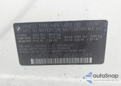 2011 BMW X5 xDrive35D z USA, uszkodzony, nr VIN 5UXZW0C51BL658049